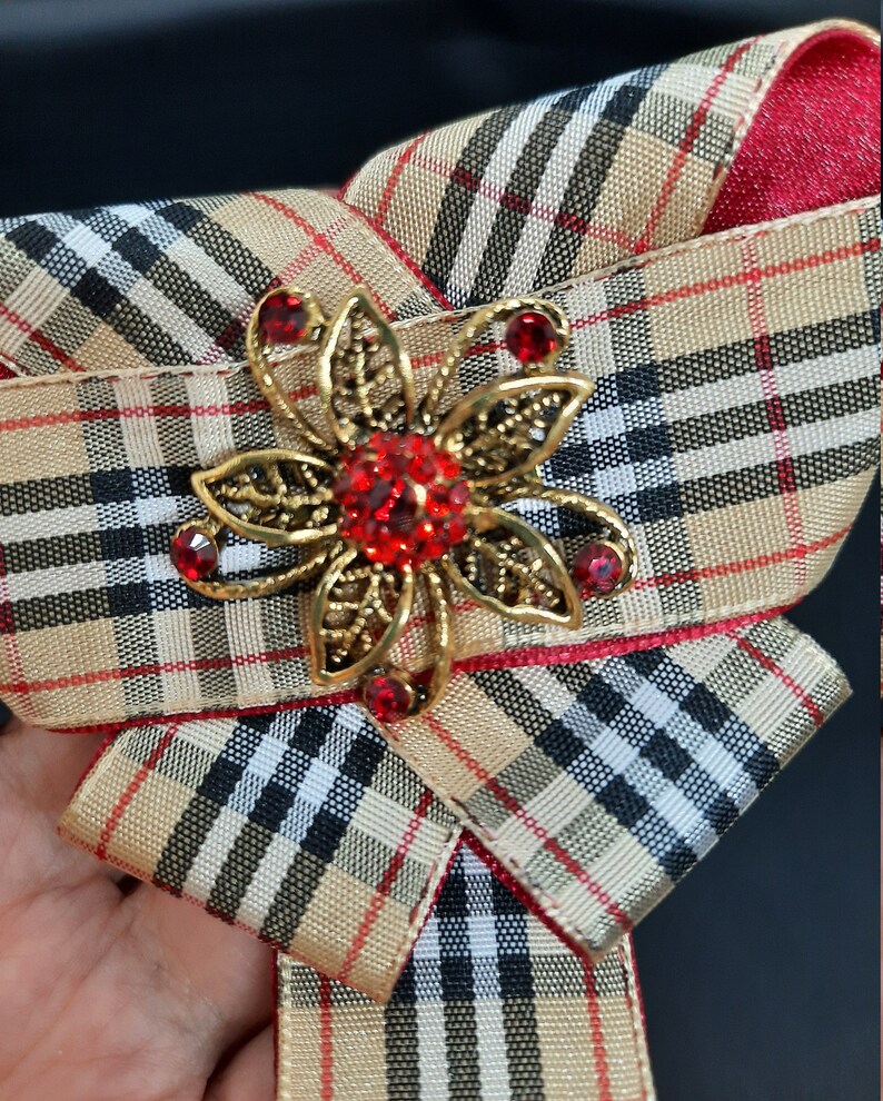 Beige bow tie brooch Fashionable red ribbon brooch Womens Etsy