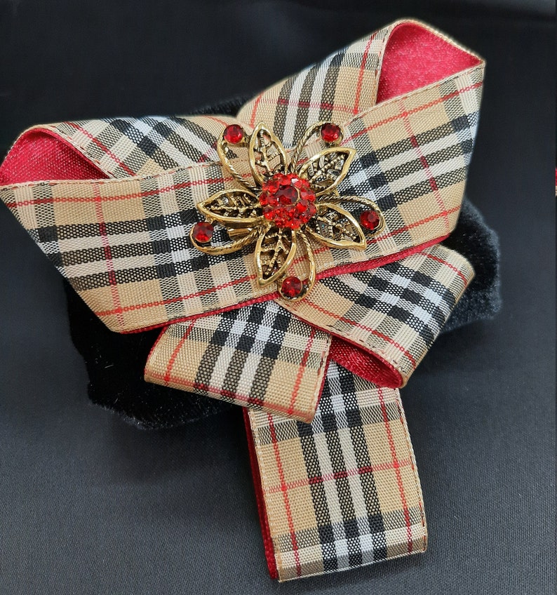 Beige bow tie brooch Fashionable red ribbon brooch Womens Etsy