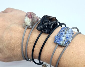 Raw Crystal Bracelet: Handmade Adjustable Stone Amulet