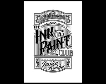 Ink n Paint Club Bar Mirror vector template.