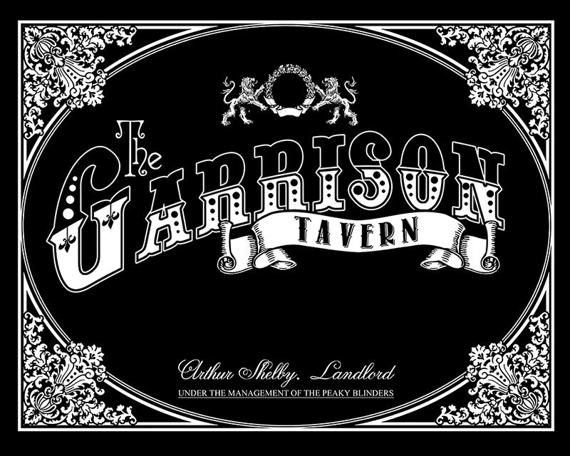 Peaky Blinders bar mirror vector template. Garrison Tavern