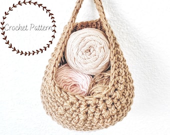 Crochet Hanging Basket Pattern - Crochet Basket, Hanging Basket Pattern, Hanging Basket for Plants, Home Decor, Storage Basket