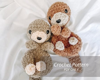 Crochet Ozzie the Otter Pattern, Amigurumi Sea Otter, Crochet Plushie, plush otter lovey, easy amigurumi, crochet pattern animal, baby gifts