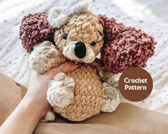 Pearl the Pup Crochet Pattern | Low Sew Crochet Amigurumi Pattern, Puppy Dog Pattern, Cute Crochet Plushie Pattern, Crochet Toy for Nursery
