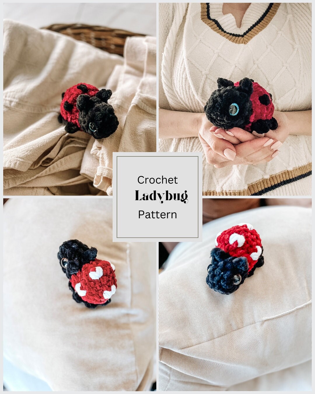 Ladybug Rattle Crochet Pattern CROCHET PATTERN - Bessie the Ladybug, Amigurumi Plushie Rattle Pattern ...