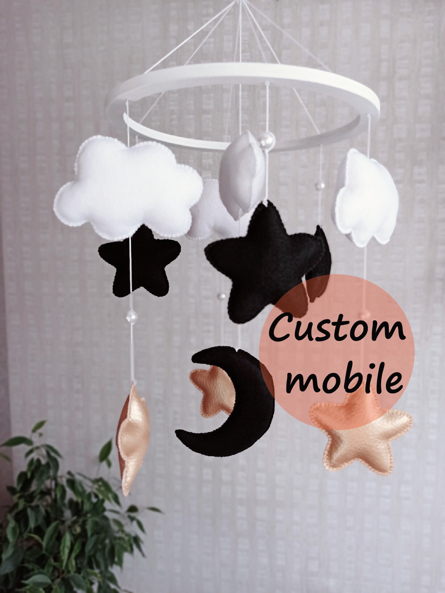 Custom baby crib mobile with moon and stars Customize color Etsy