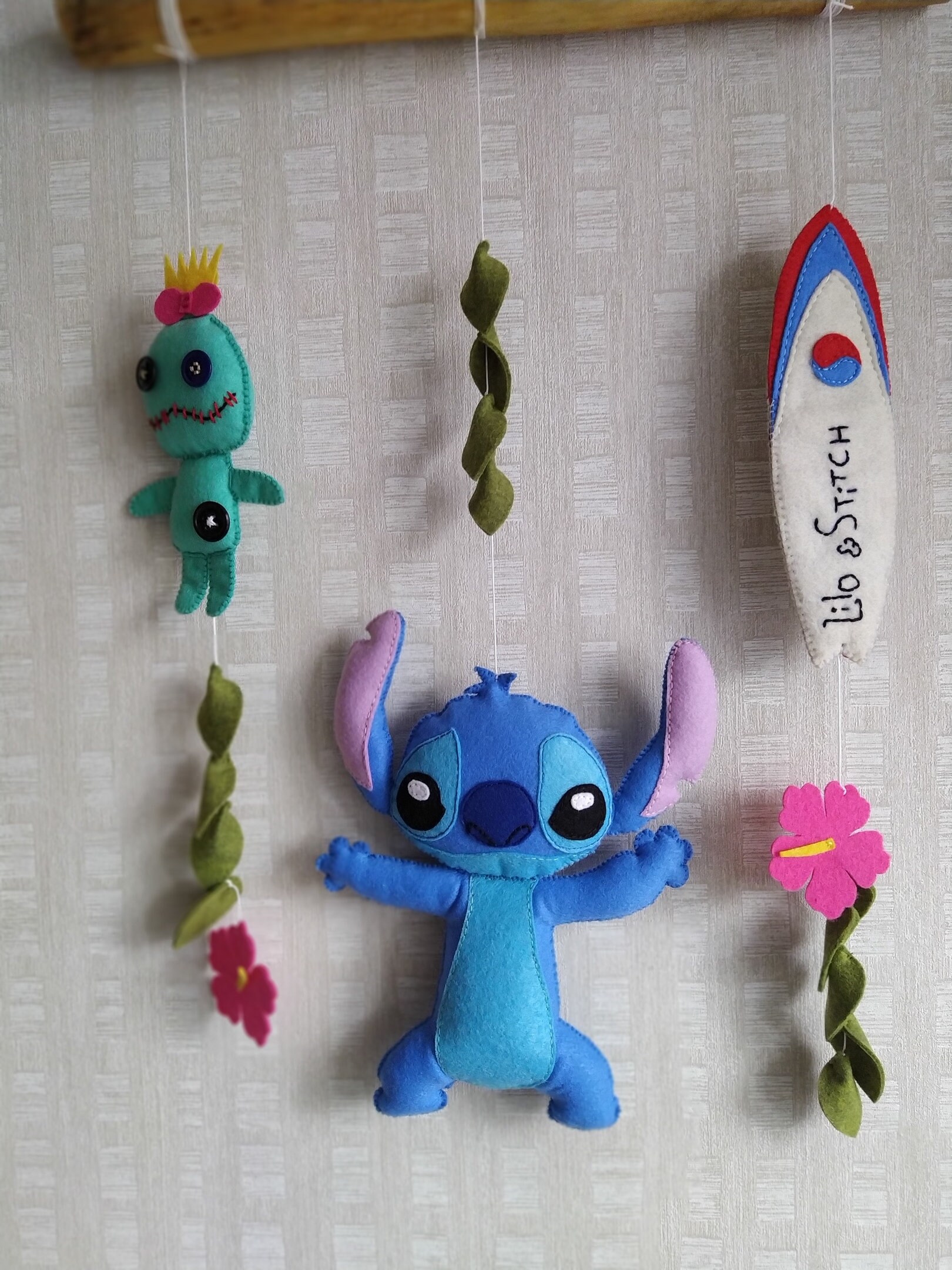 Lilo and Stitch/ Wall Hanging/ Nursery wall art/ Felt nursery Etsy
