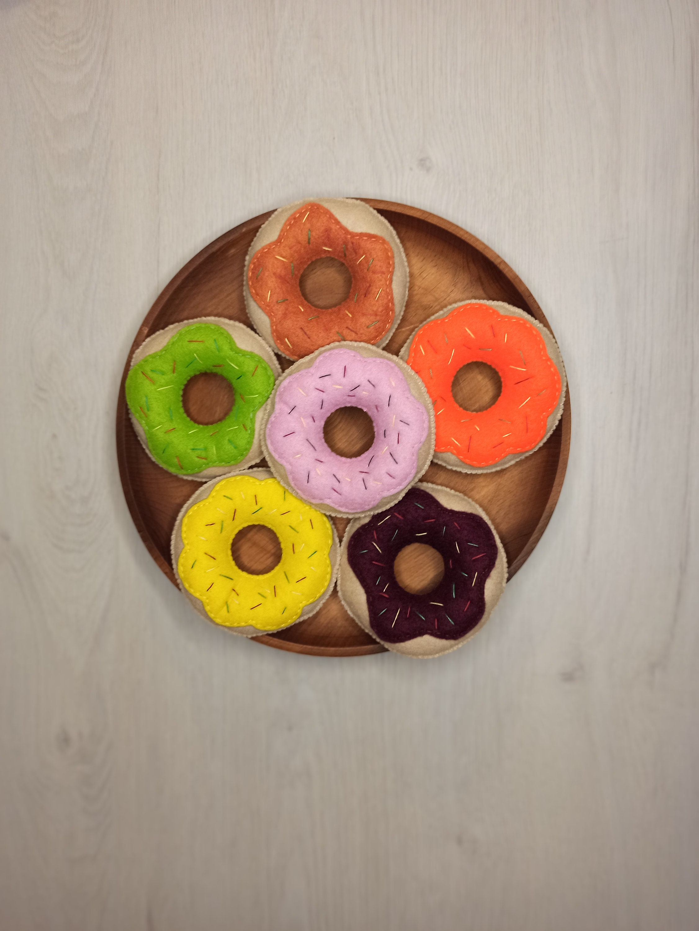 Play set felt food 6 Felt donut Game doughnutsPlay set for Etsy