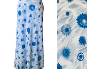 Vintage 90’s Blue Floral Daisy Maxi Skirt