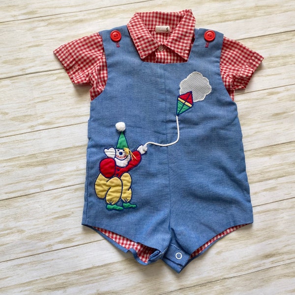 Vintage Circus Clown Romper Jon Jon Set