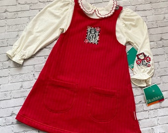 Vintage Healthex Le Chat Cat Red Jumper Dress