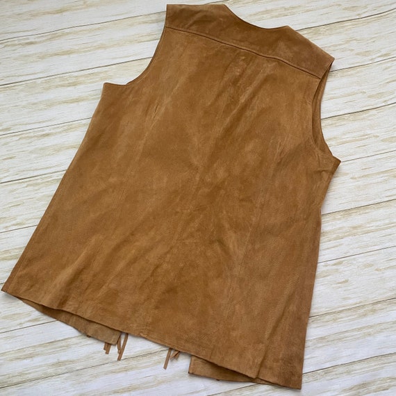 Chicos Tan Leather Fringe Vest - image 6