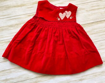 Vintage Red Velvet Valentines Heart Baby Dress