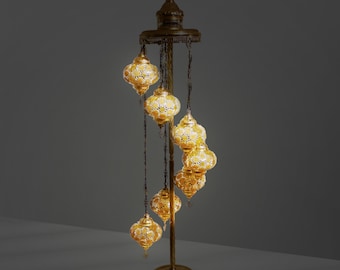 Türkische Mosaik-Stehlampe mit 7 Kugel-Stehleuchten (8) - Exquisite handgefertigte Beleuchtung