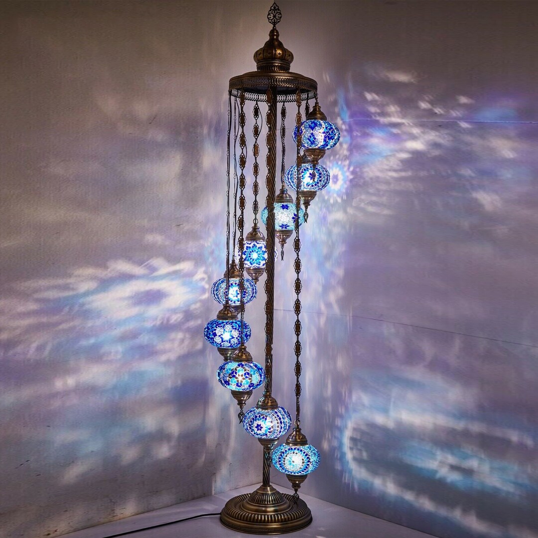Turkish Mosaic Floor Lamp With 9 Globe Standing Lights 7 Exquisite ...