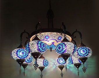 Türkische Mosaik-Deckenleuchte mit großen Designs - Exquisite handgefertigte Beleuchtung