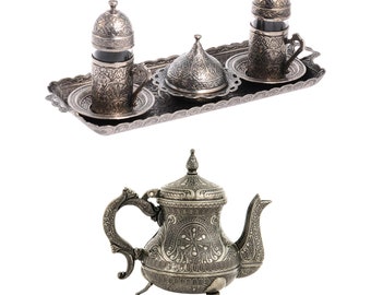 Service à thé turc fait main (87) - Service à thé 5 pièces avec design ottoman authentique