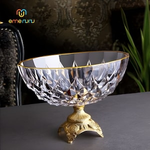 Kristall-Obstschale, Obst-Servierschale, Vintage-Obstschale, Kristall-Snackschale, Metall-Obstschale, Dekorative Obstschale, Hochzeit-Obstteller
