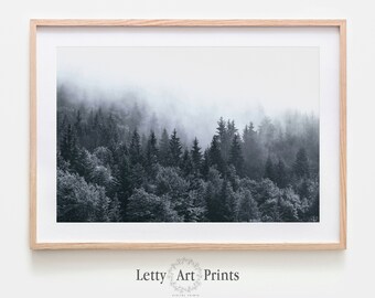 Posters Prints Home Wall Art For Bedroom Indigo Misty Forests Modern 3 Pieces Canvas Wall Art Mountain Forest In Fog Navy Blue Wall Decorations Minimalist Canvas Art Evergreen Coniferous Trees Gallery