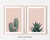 Cactus Wall Art, Set Of 2 Prints, Cactus Print, Set Of 2 Wall Art, Succulent Print, Succulent Wall Art, Pink Art, Cactus Printable Art Decor