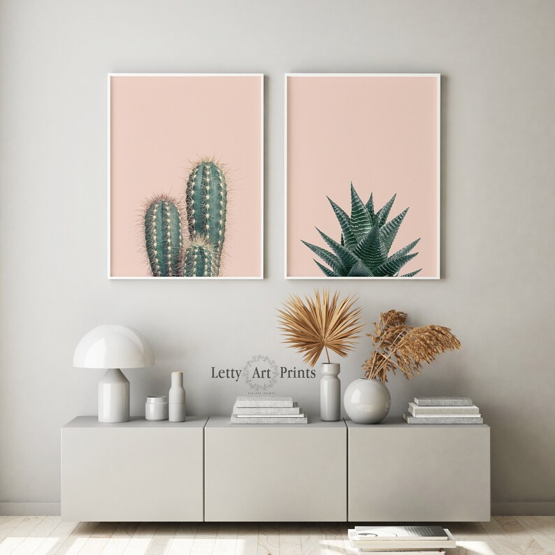 Cactus Wall Art Set Of 2 Prints Cactus Print Set Of 2 Wall Etsy