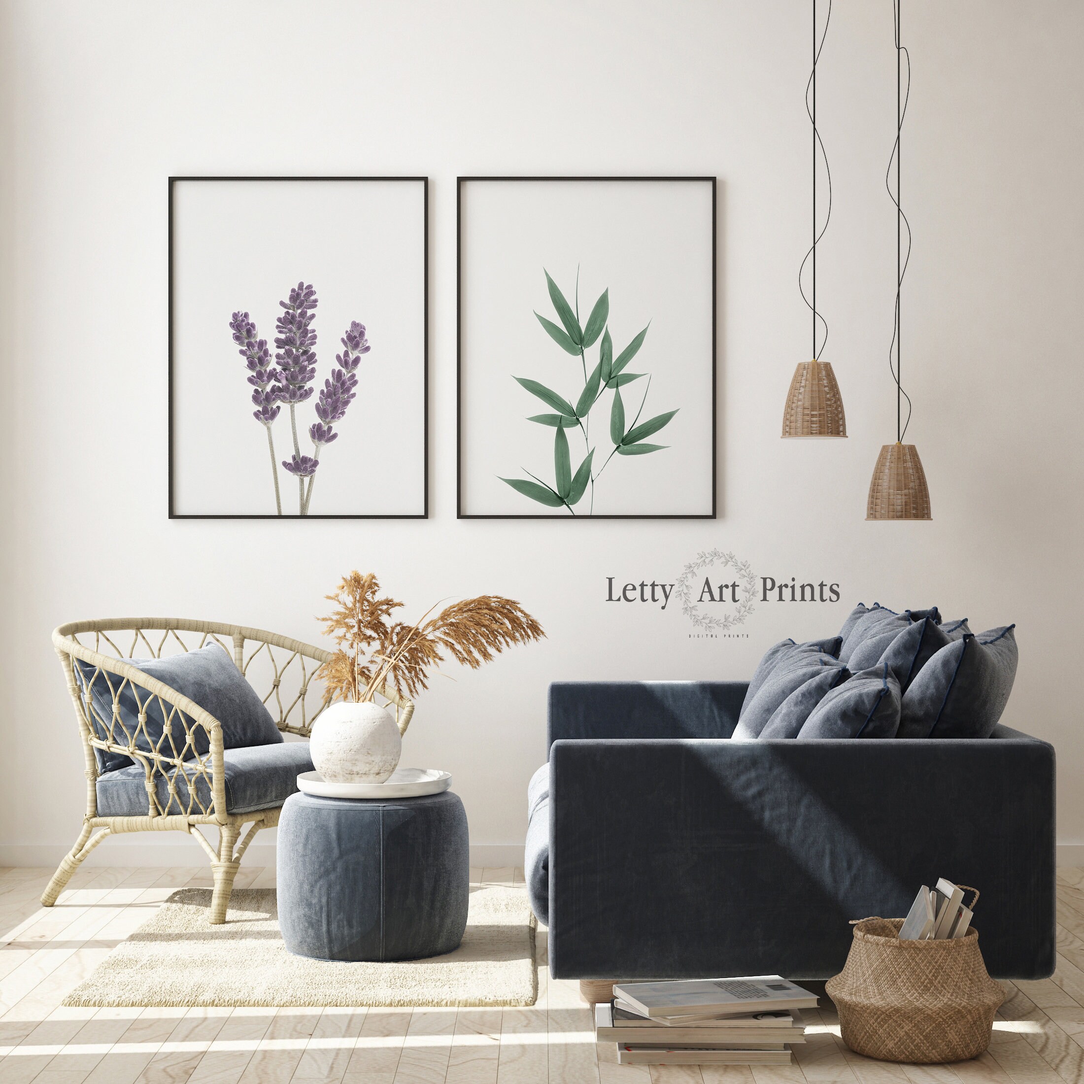 Plant Prints Set of 2 Prints Botanical Art Lavender Print | Etsy