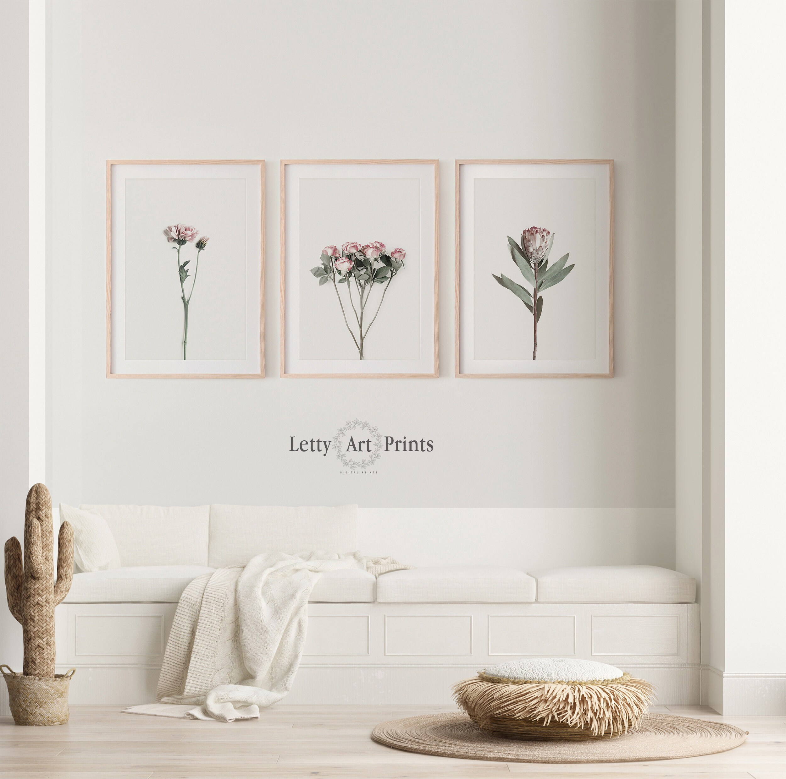 Floral Print Set Of 3 Wall Art Flowers Print Botanical Etsy