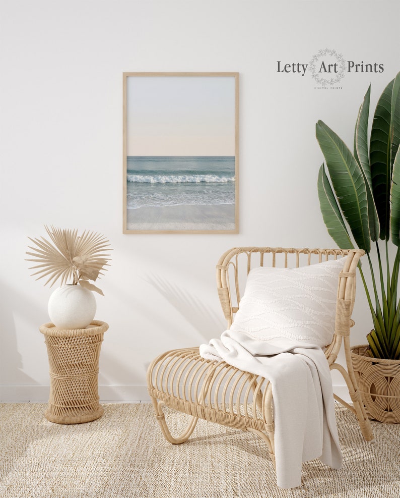 Beach Wall Art Set Of 2 Prints Ocean Print Palm Wall Art Etsy