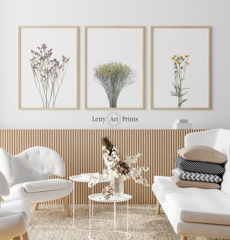 Wildflowers Print Set Of 3 Wall Art Botanical Wall Art Set Etsy
