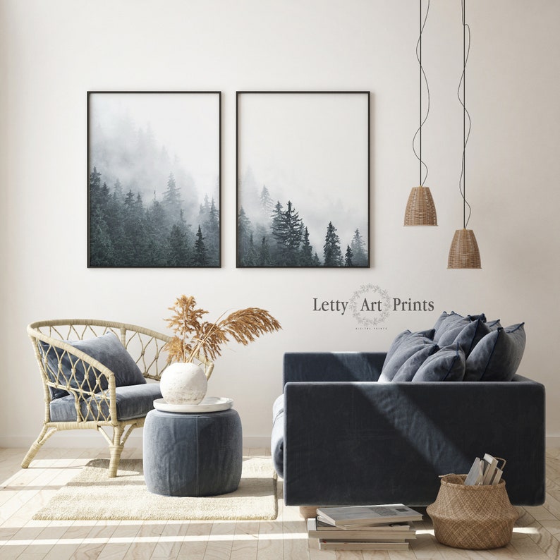 Forest Prints Trees Wall Art 2 Piece Wall Art Forest Print Etsy