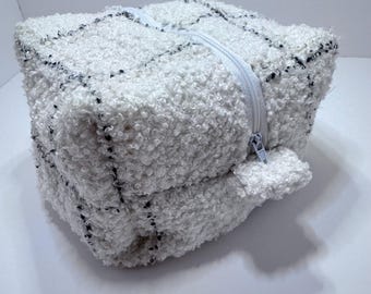 The Ren Bouclé Boxy Bag, Travel Bag, Cosmetics Bag, Snowy Designs Studio
