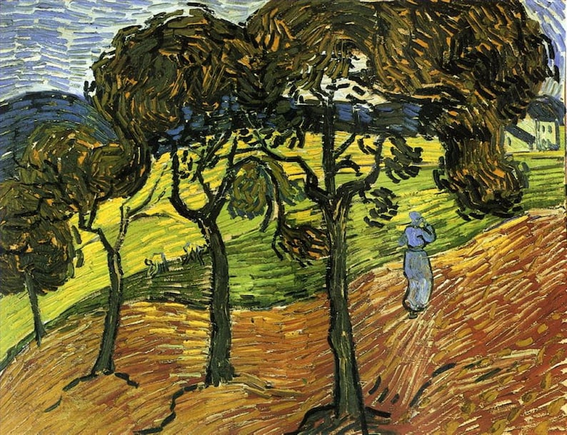 8 Hand Painted Vincent van Gogh Scenery Oil Paintings Art on Canvas as Wall Decor /& Gift Alpilles Olive Trees in Foreground landscape