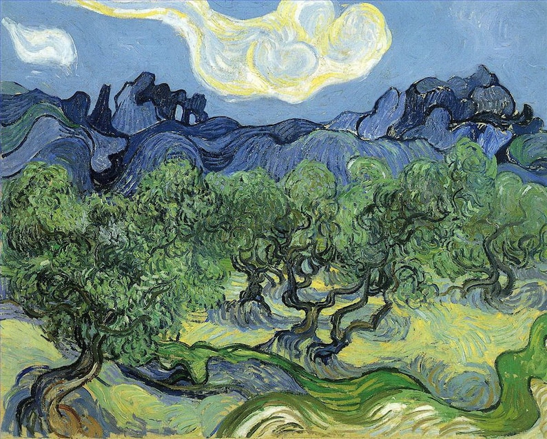 8 Hand Painted Vincent van Gogh Scenery Oil Paintings Art on Canvas as Wall Decor /& Gift Alpilles Olive Trees in Foreground landscape