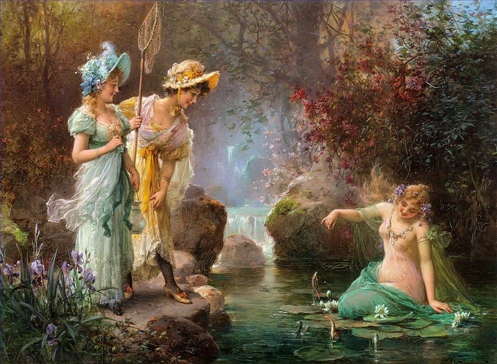 8 Hand Painted Beauty Woman Art By Hans Zatzka A Water Etsy