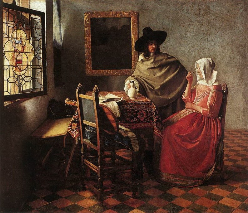 8 Handmade Famous Paintings by Johannes Vermeer Oil Art on Canvas as Wall Decor /& Gift Lady Writing a Letter with Her Maid