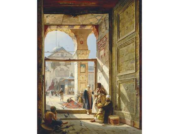 8 Arab Art Hand Painted Gate Of Great Umayyad Mosque Etsy