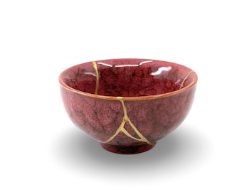 Small Kintsugi - Treasures of The Silk Road - small Kintsugi crimson Serpent teacup - * DISPLAY ONLY*