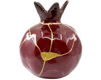 Kintsugi Treasures of the Silk Road - Large pomegranate crimson vase -  ***display only****
