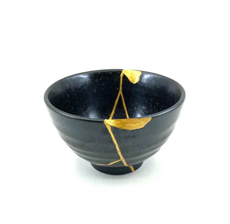 Kintsugi teacup B Black teacup Display Only Etsy