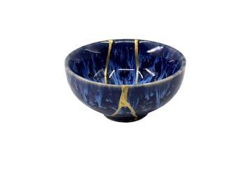 Mini Kintsugi - Treasures of The Silk Road - Mini  Kintsugi Indigo Serpent teacup - * DISPLAY ONLY*