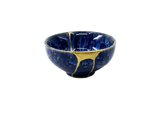 Mini Kintsugi - Treasures of The Silk Road - Mini  Kintsugi Indigo Serpent teacup - * DISPLAY ONLY*