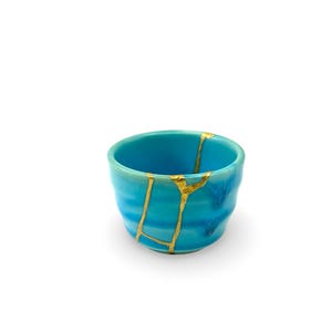 Mini “Akachan” Kintsugi - Small Sake cup turquoise* ****Display Only ****