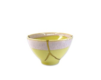 Kintsugi teacup - Marigold yellow  + pink teacup*** DISPLAY ONLY****