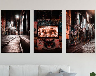 Melbourne Photography | Collection of 3 | Ready to Hang | Prints | Hosier Lane | Colour | Street | Graffiti | Wall Art | Decor | Fine Art