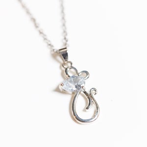 Stainless steel crystal rat nacklace