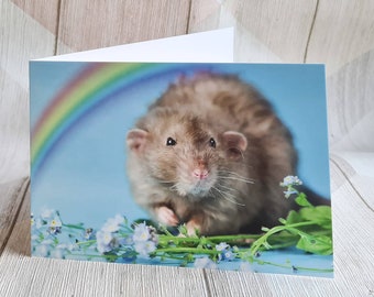 Forget me not rainbow bridge rat blank greetings card thank you note birthday valentines sympathy