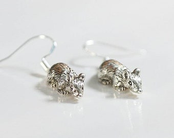 Pet rat sterling silver hypoallergenic earrings