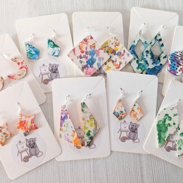 Rat painted earrings - pet rat dumbo fancy rat painting