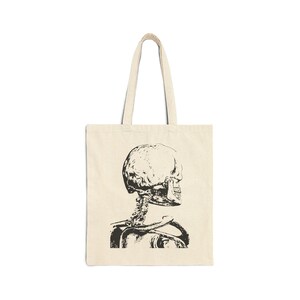 Vintage Anatomical Skull Tote Bag | Medical Illustration Canvas