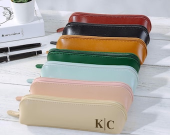 Personalized Pencil Case, Leather Handmade Pencil Holder, Pencil Pouch, Personalized Gift, Teacher, Student Gift, Christmas Gift for her
